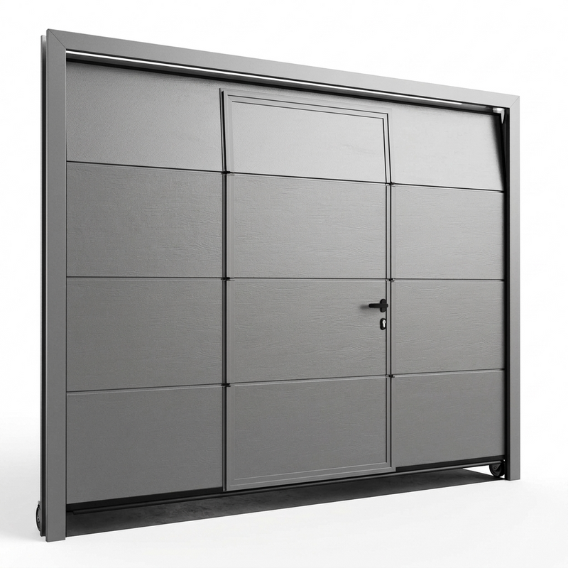 Garagedeur Loopdeur met Houtnerf afwerking - Kleur naar keuze